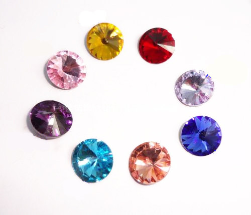 Round Shaped Crystals 10 Pcs - Foiled, Pointed Back 12mm
