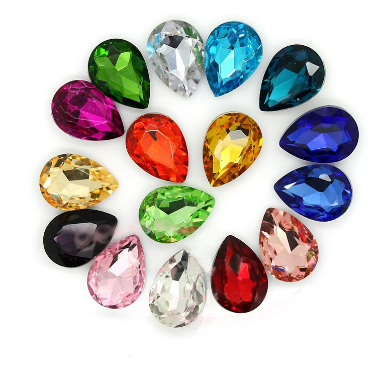 Teardrop Loose Crystals Pointed Back 10 Pcs 13x18mm